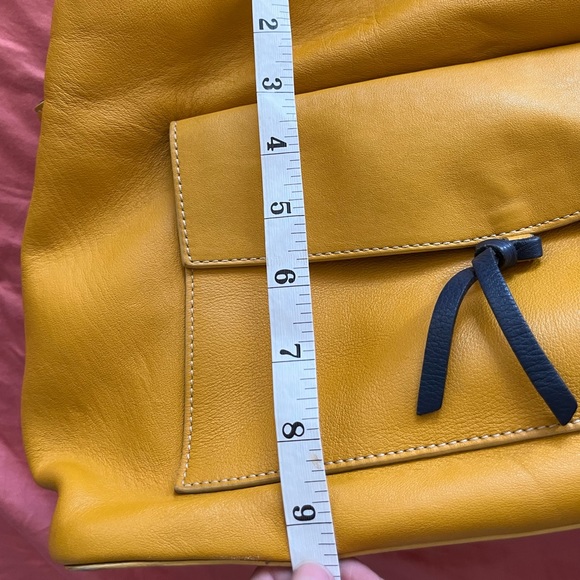Butter-soft, very gently used, mustard yellow genuine leather tote. - Picture 7 of 14